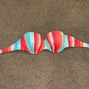 Strapless striped multicolor bathing suit top